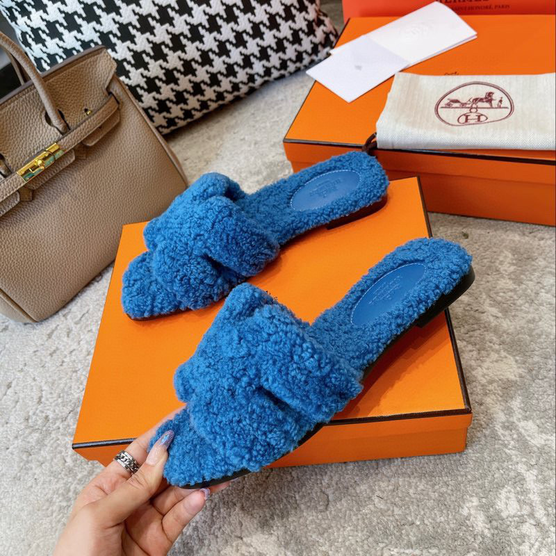 [TOP] HERMES Oran Shearling Sandals - Collection