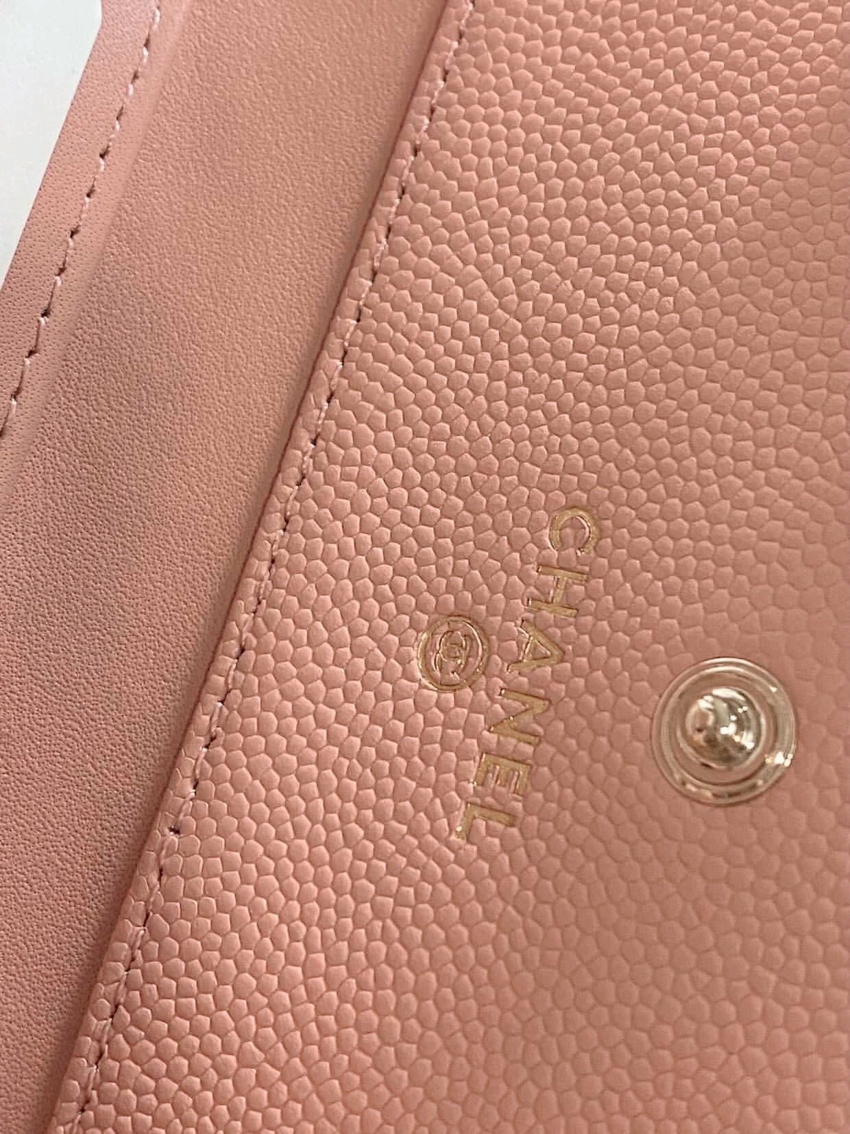 [TOP] CHANEL Trifold Caviar Wallet - Pink & GHW