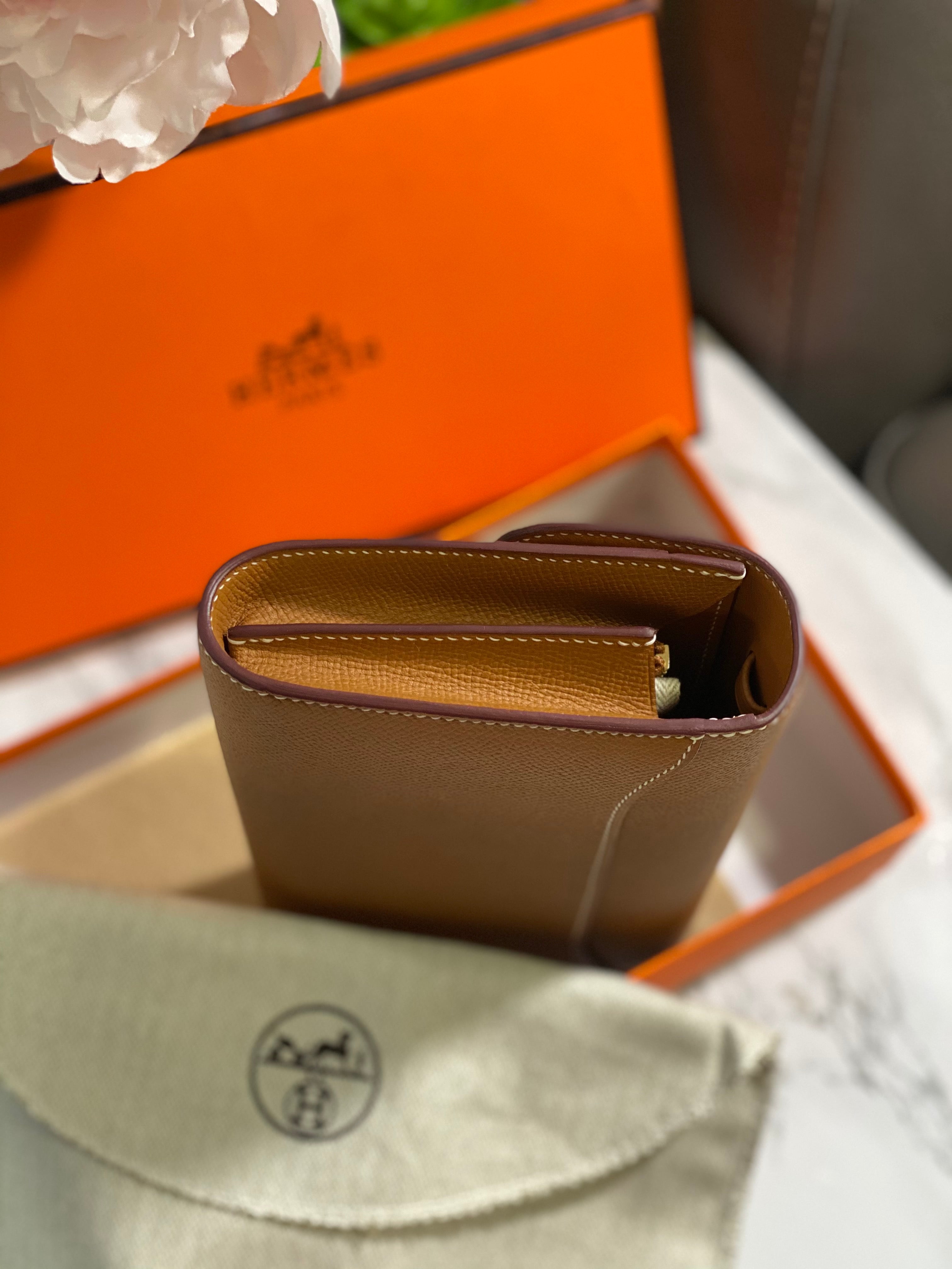 [TOP] HERMES Epsom Constance Long Wallet - Brown & GHW