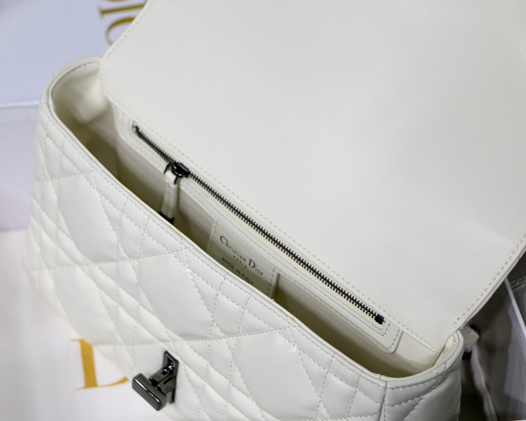 [TOP] Christian Dior CD Medium Caro Bag - White & BHW