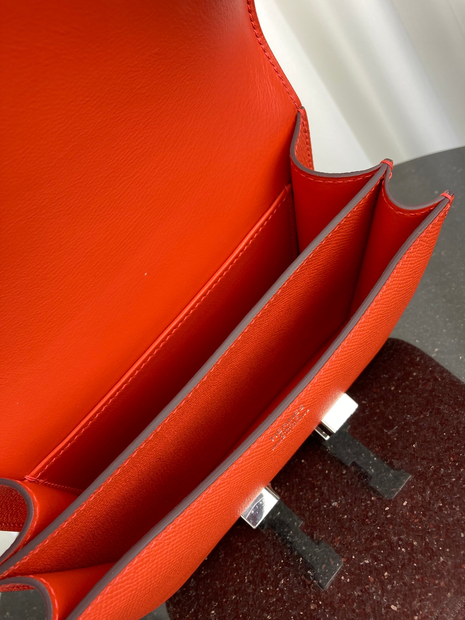 [TOP] HERMES Constance Epsom Leather 18cm23cm- Orange & SHW