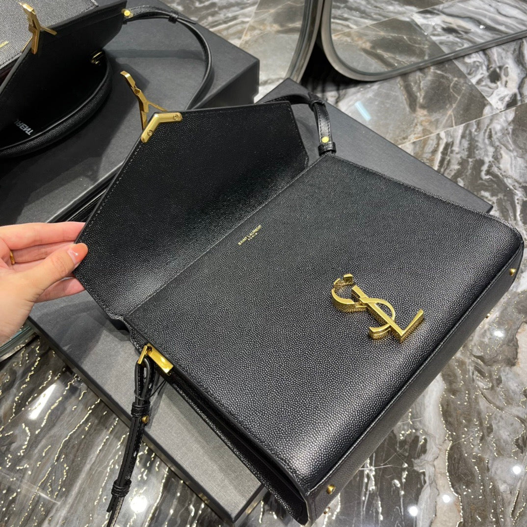 [TOP] Yves Saint Laurent YSL Cassandra Top Handle Bag - Black w GHW