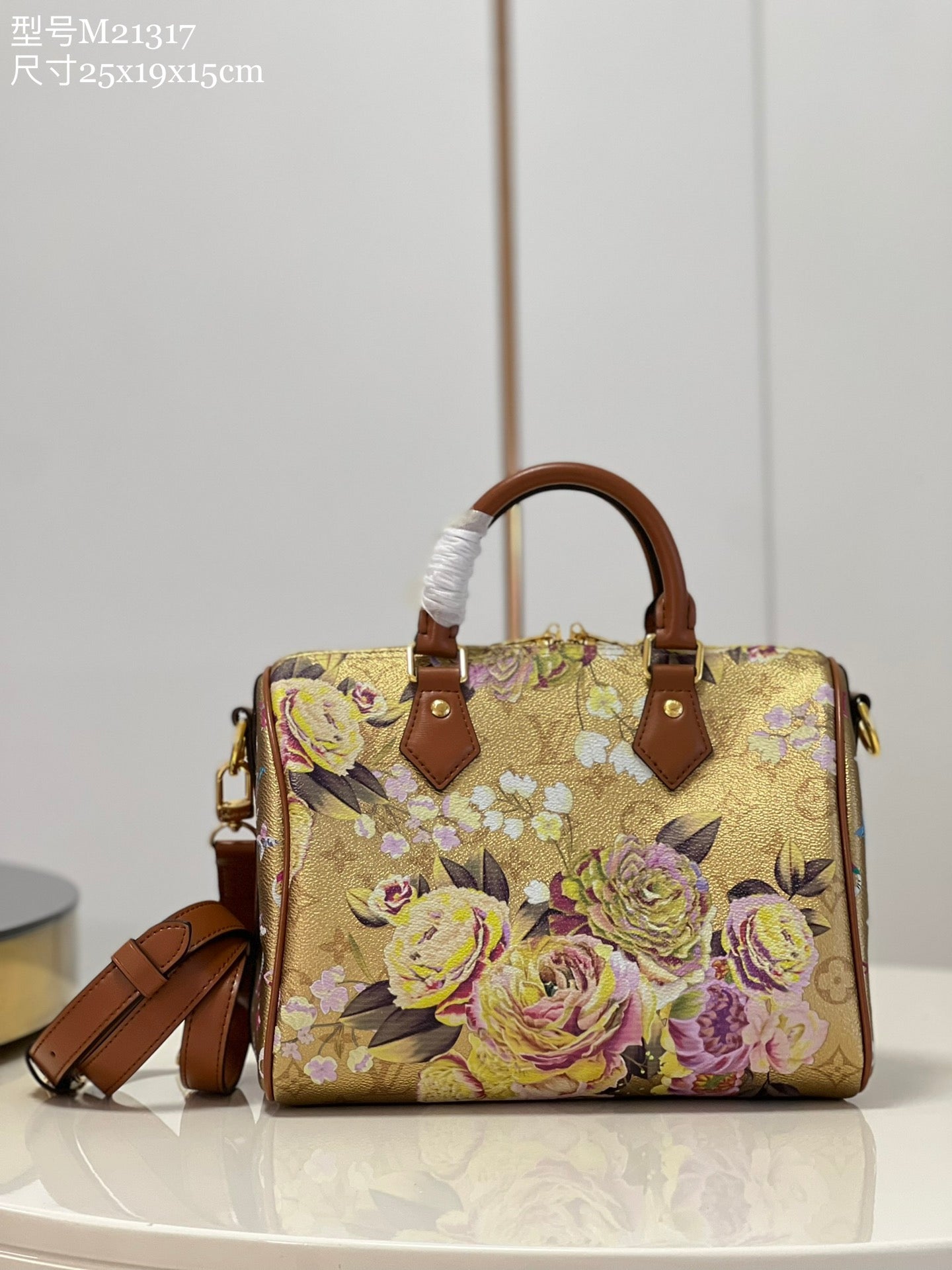 [TOP] Louis Vuitton LV  Speedy Bandouliere 25 25x19x15cm-Metallic Floral