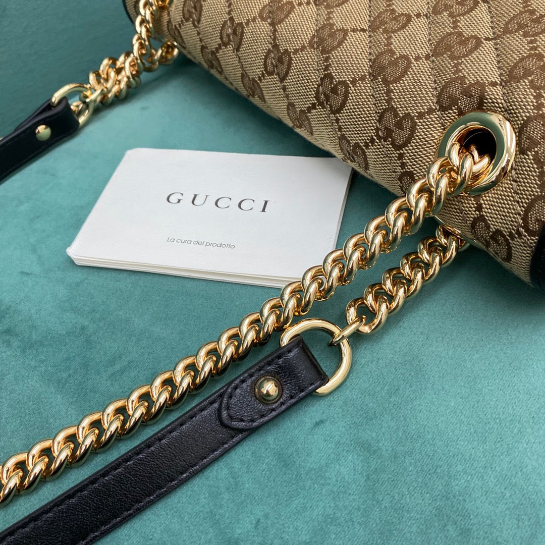 [TOP] GUCCI GG Marmont Bag Matelasse Canvas Small 26cm - Black