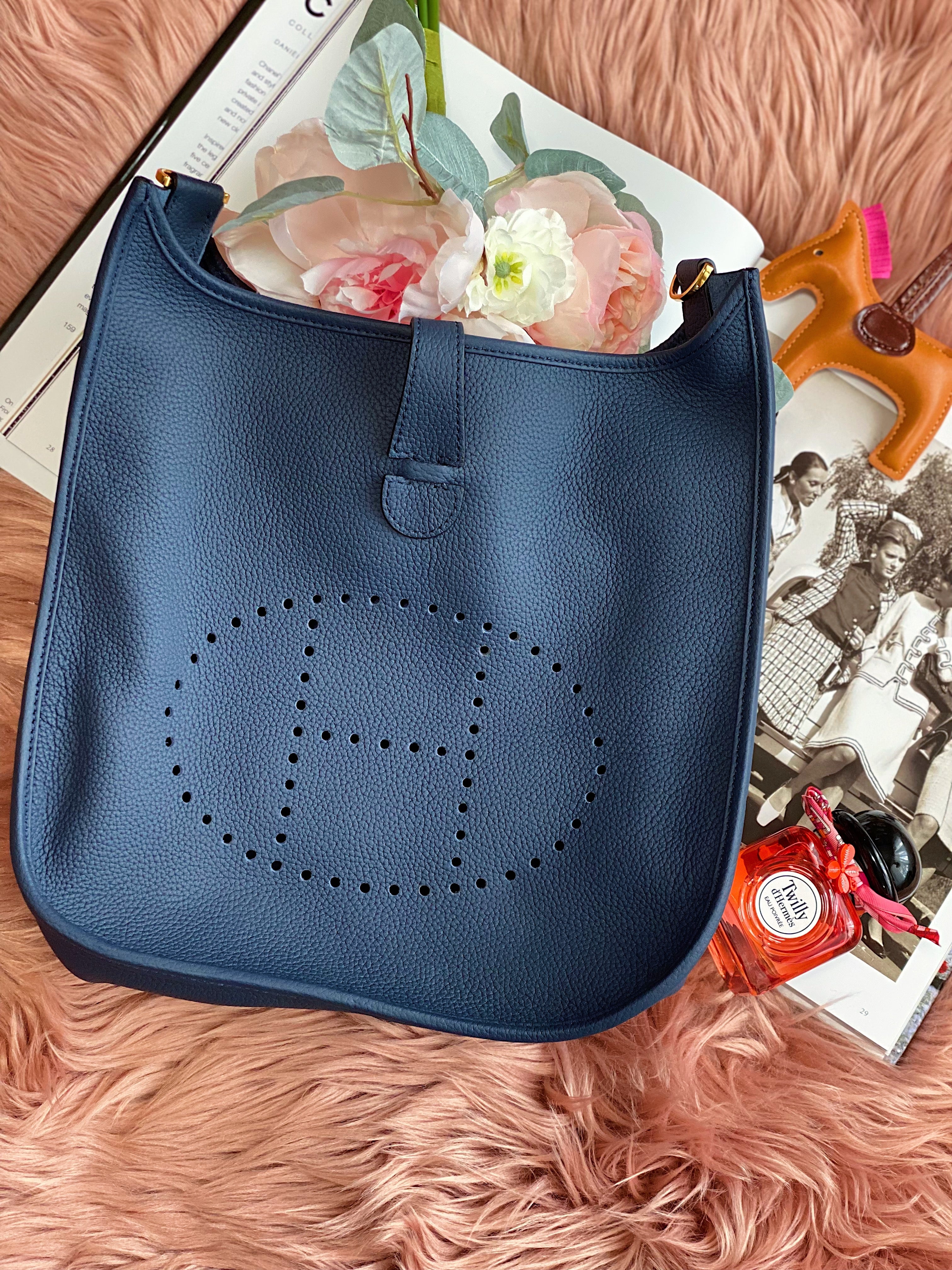 [TOP] HERMES Evelyn 28 - Blue with GHW