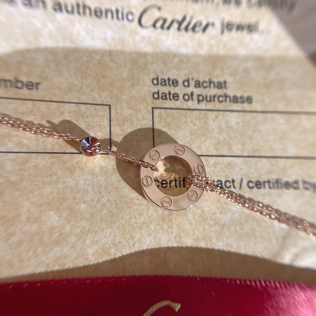 [TOP] Cartier Love Diamond Necklace- Rose Gold