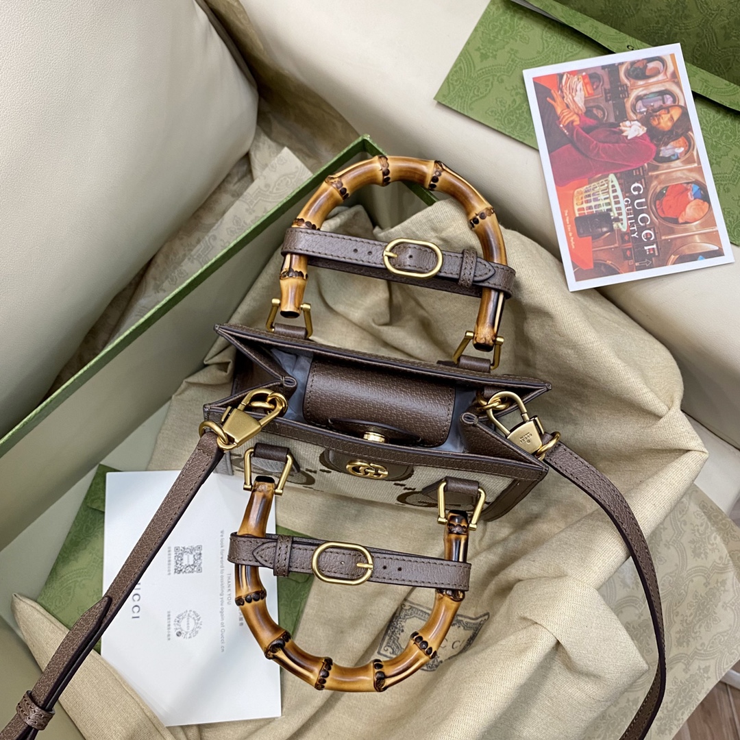 [TOP] GUCCI G*G Diana Double G Pattern Tote Bag-GHW-20x16x10cm/27x24x11cm