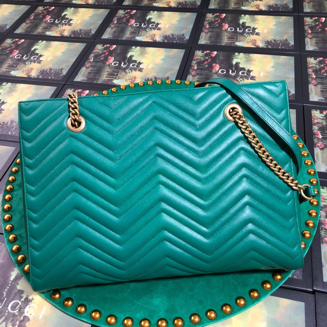 [TOP] GUCCI G*G Marmont Matelasse Medium Tote - Green