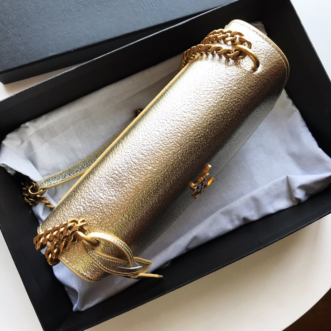 [TOP] Yves Saint Laurent YSL Sunset Metallic Small Bag - Gold