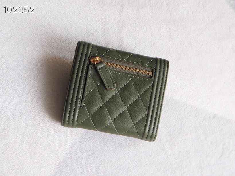 [TOP] CHANEL Boy Trifold Wallet - Dark Green