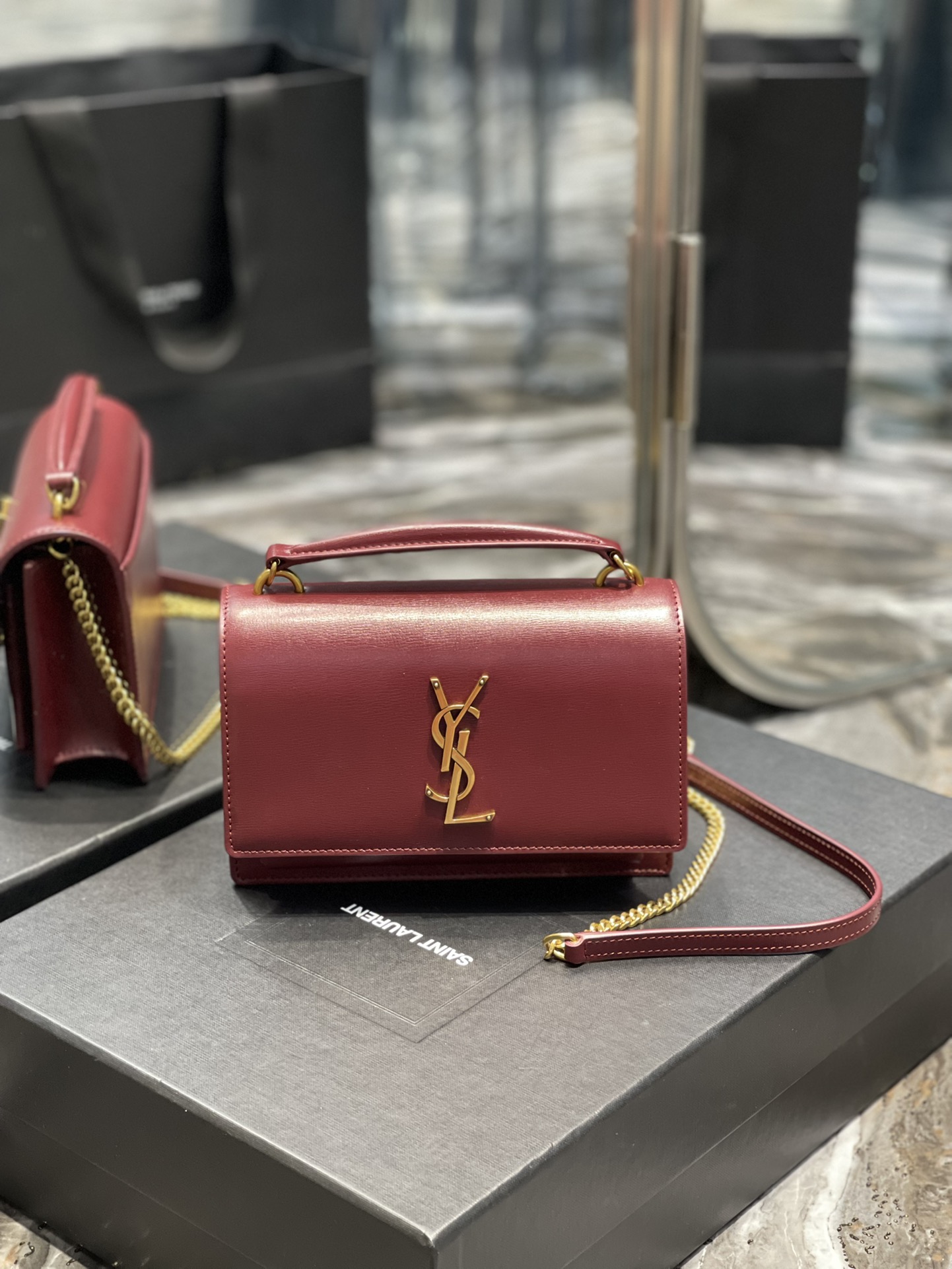[TOP] Yves Saint Laurent YSL Crocodile Sunset Shoulder Bag -  SHW&GHW - 4 Color