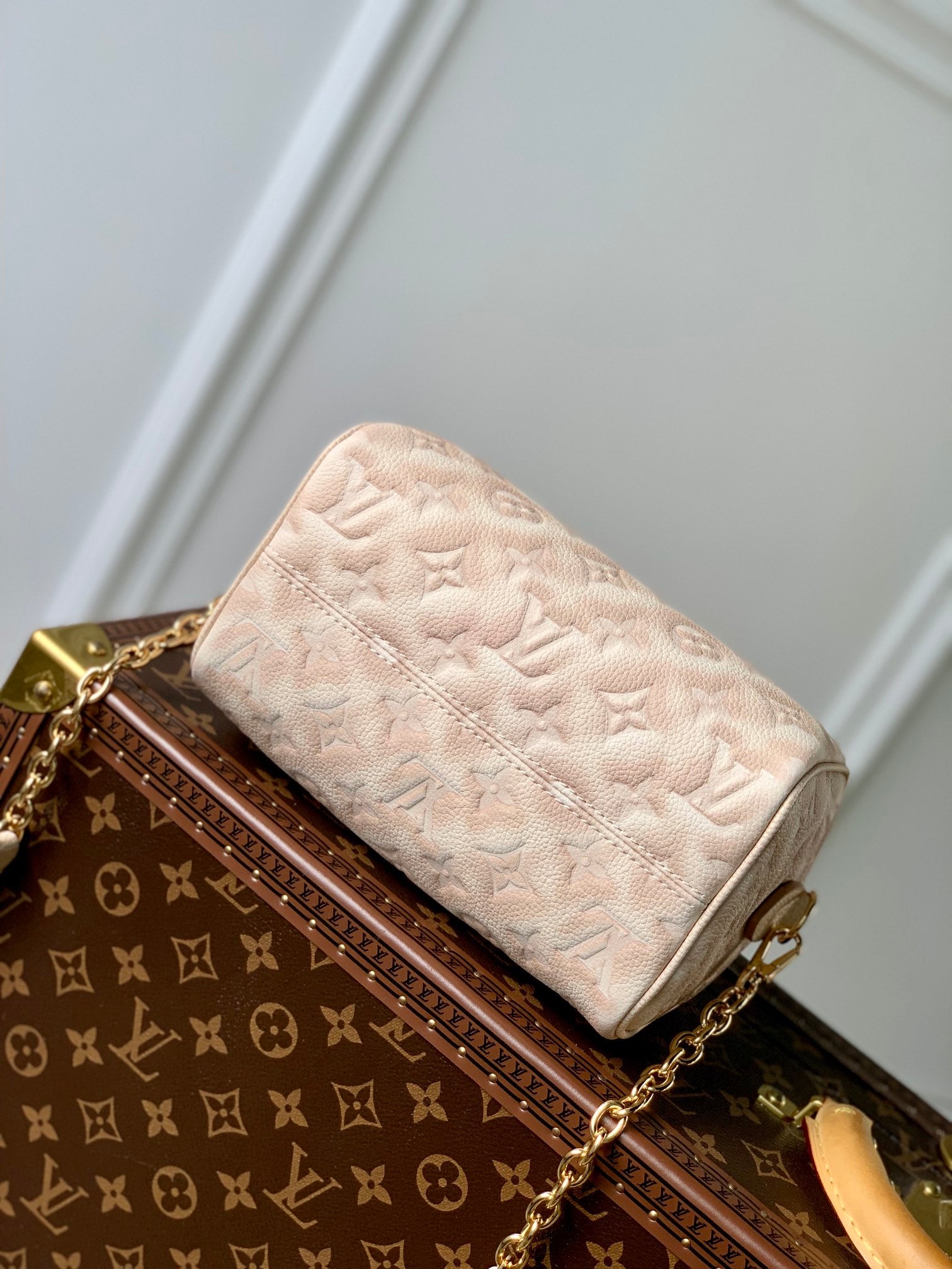 [TOP] Louis Vuitton LV  Speedy 20 Empreinte Stardust 20x13.5x12cm - Beige Clair