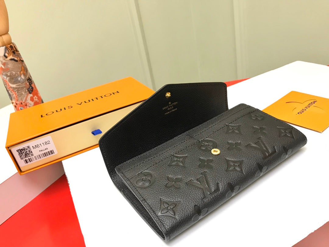 [TOP] Louis Vuitton LV  Sarah Empreinte Wallet 19 x 10 x 2 cm- Black