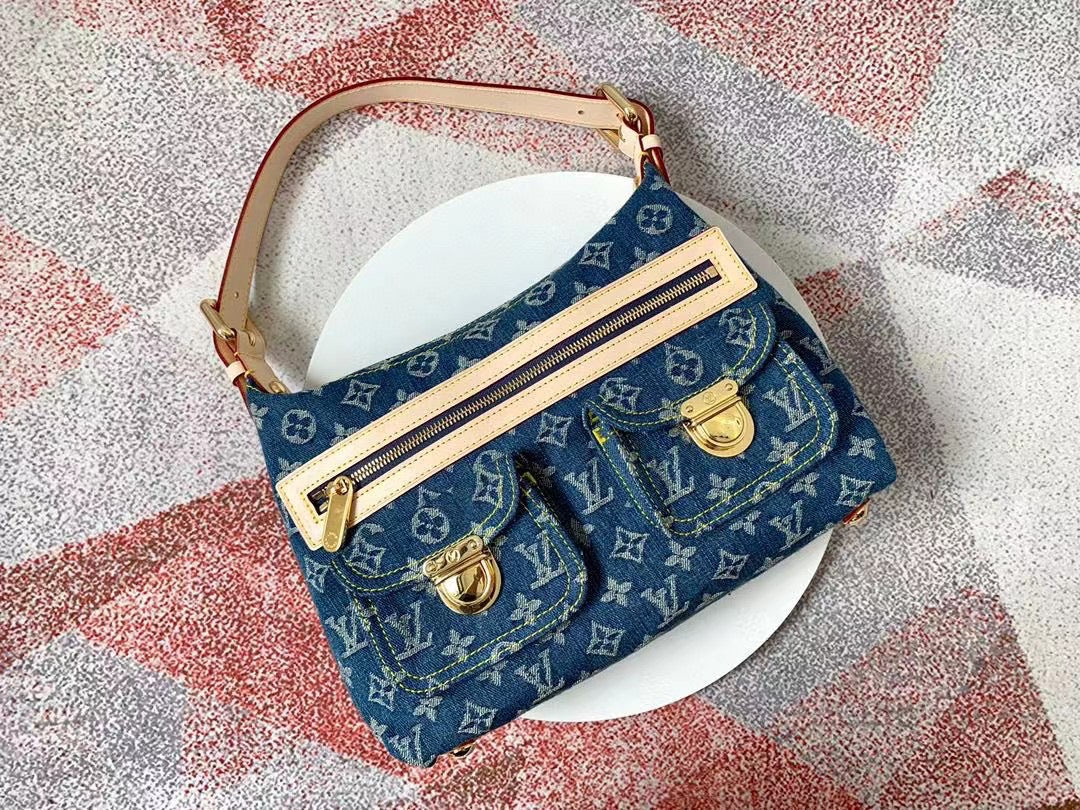 [TOP] Louis Vuitton LV L*V Baggy Denim PM 30-10-19cm-Blue