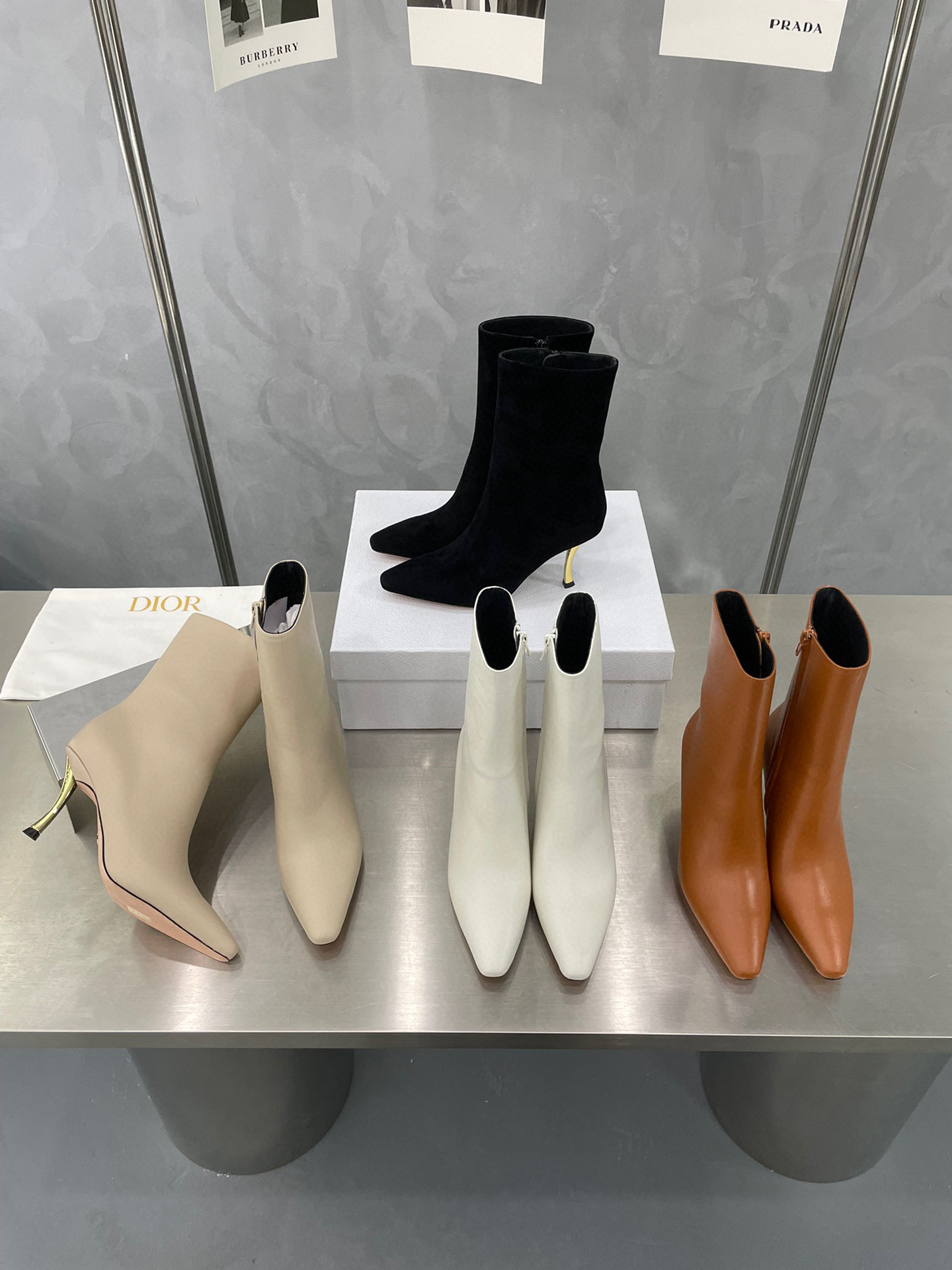 [TOP] Christian Dior Gold Slingheels Boots - Black/White/Brown/Beige