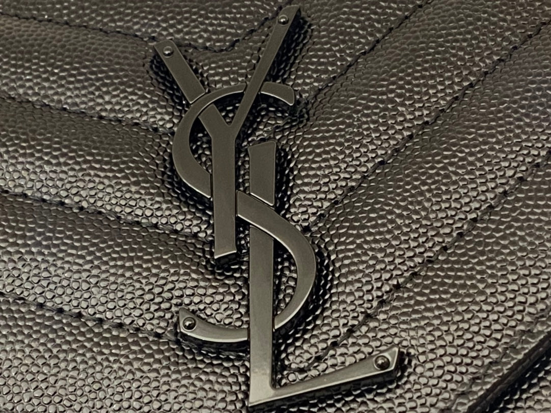 [TOP] Yves Saint Laurent YSL WOC Matelasse Medium Purse - All Black