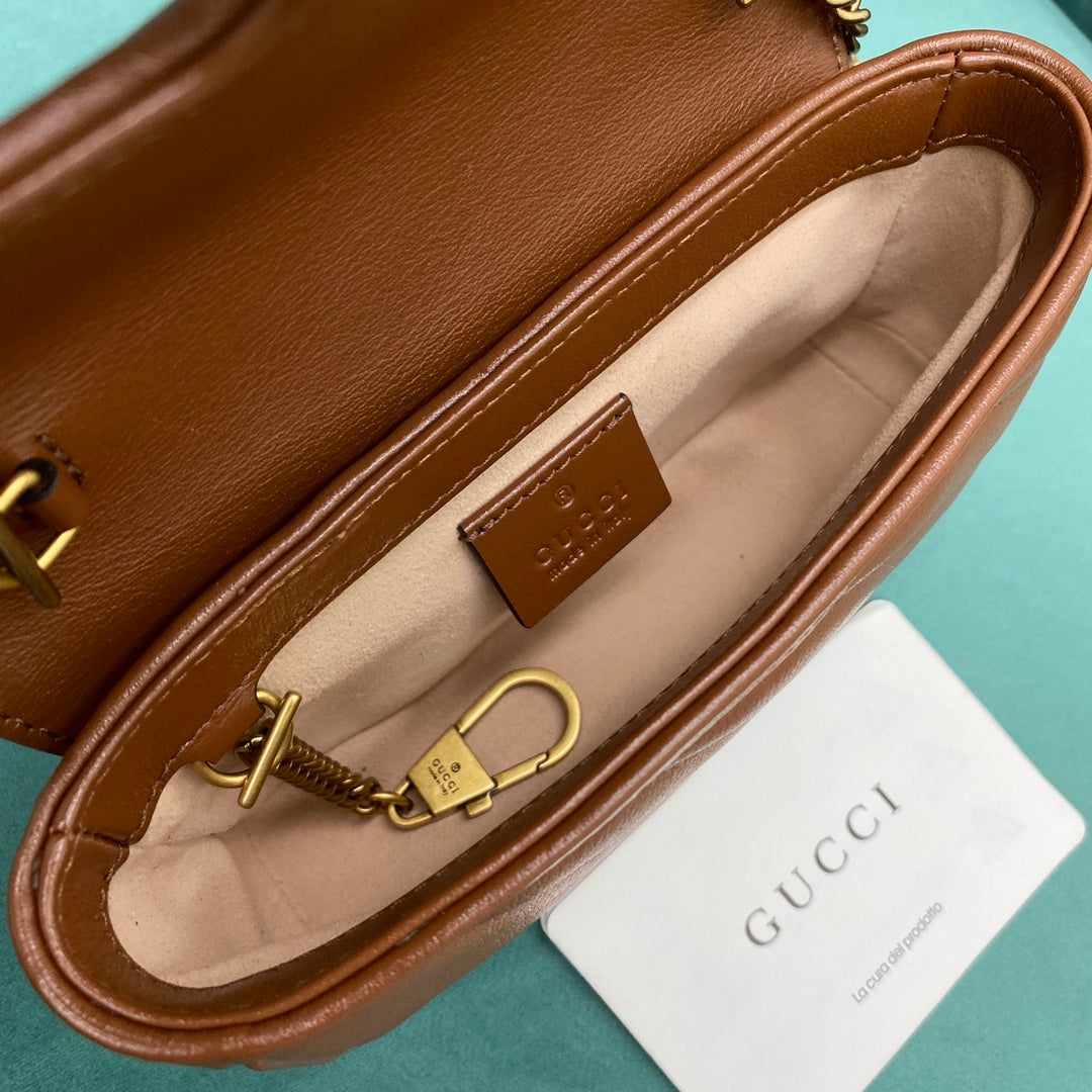 [TOP] GUCCI Marmont Bag Super Mini 16.5cm - Brown