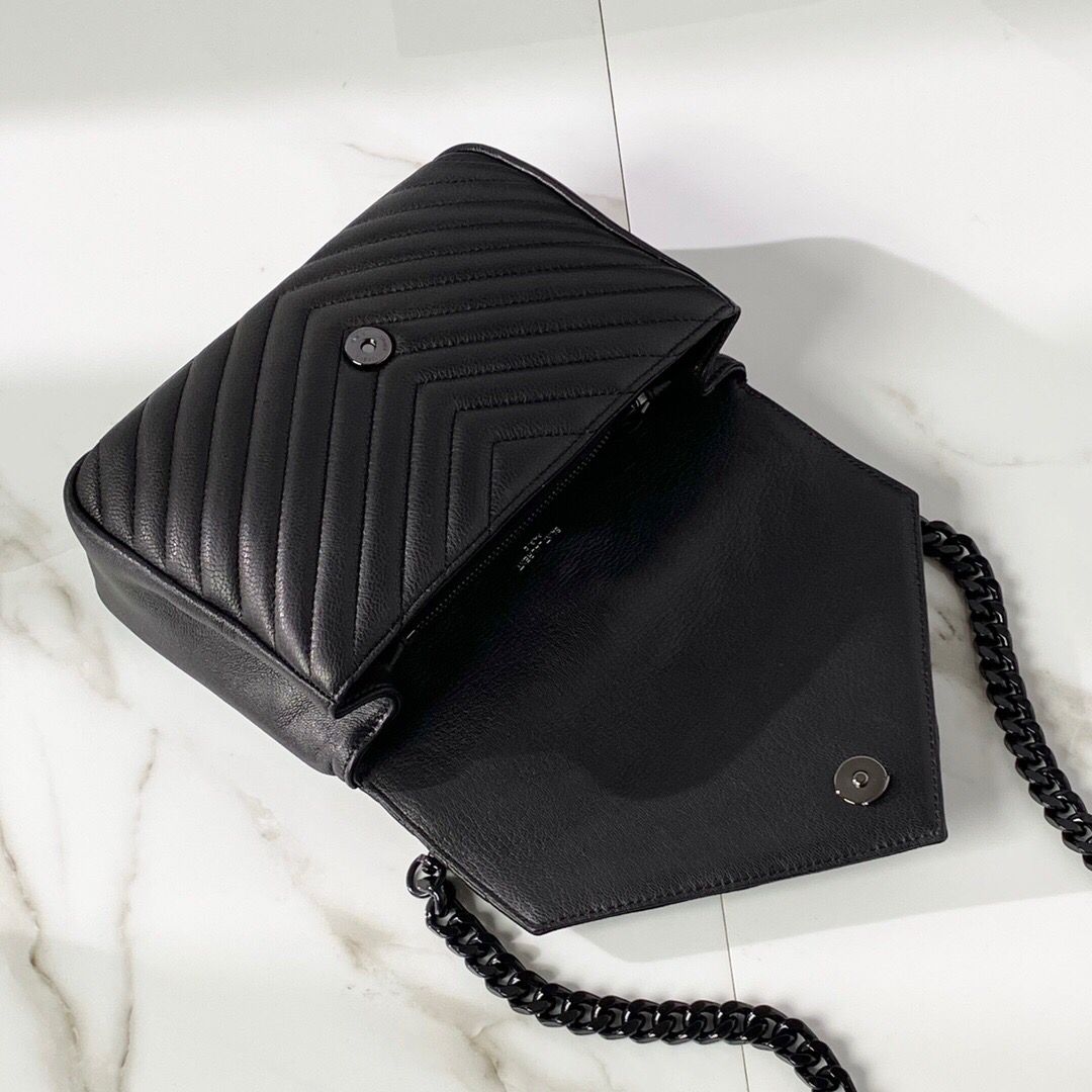 [TOP] Yves Saint Laurent YSL Small College Bag 24×17×6cm - Black on Black