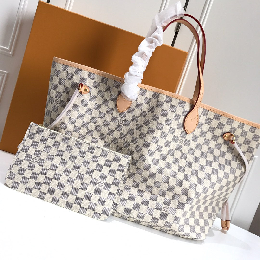 [TOP] Louis Vuitton LV L*V Neverfull GM Damier Azur - Beige