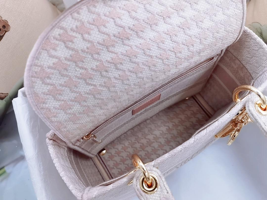 [Top] Christian Dior Lady Christian Dior Bag D-Lite Houndstooth - Rose Powder