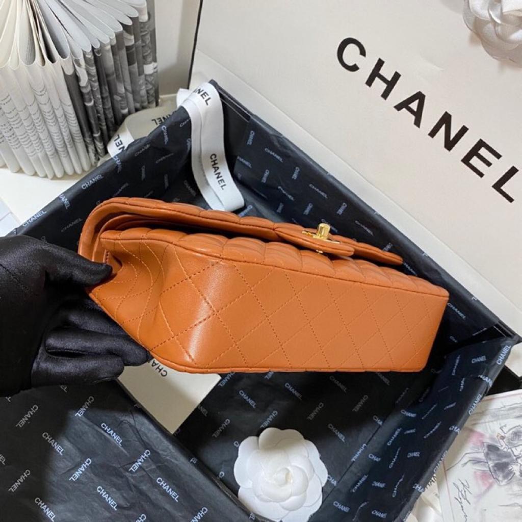 [TOP] CHANEL Classic Flap Bag Lambskin Medium 25.5cm – Brown & GHW