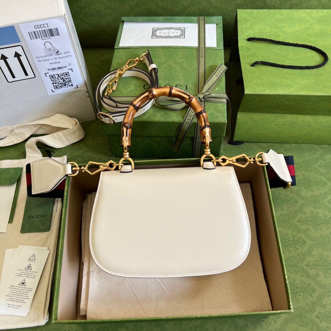 [TOP] GUCCI G*G Bamboo 1947 Small Top Handle - White