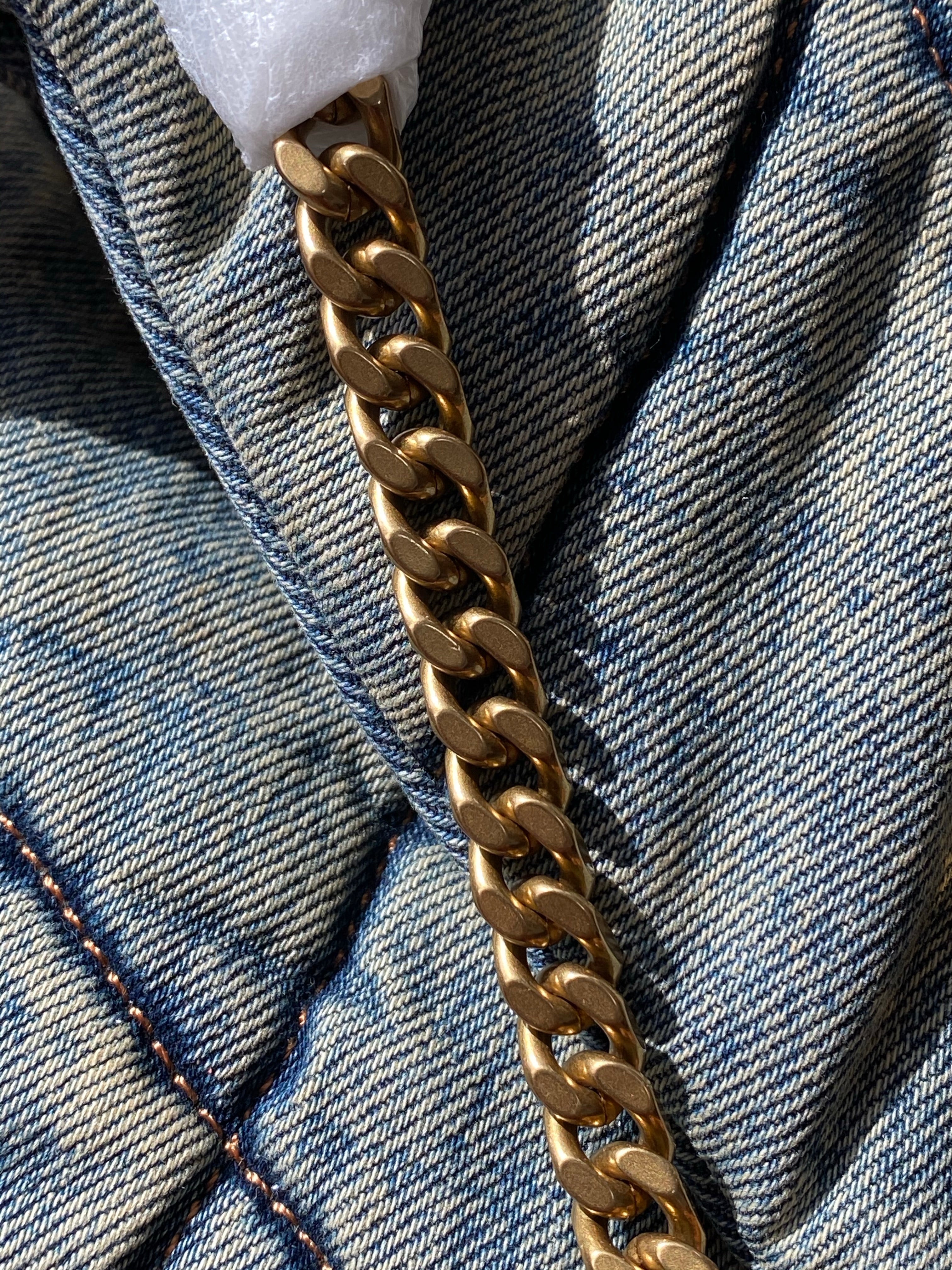 [TOP] Yves Saint Laurent YSL Loulou Small Denim Puffer Bag