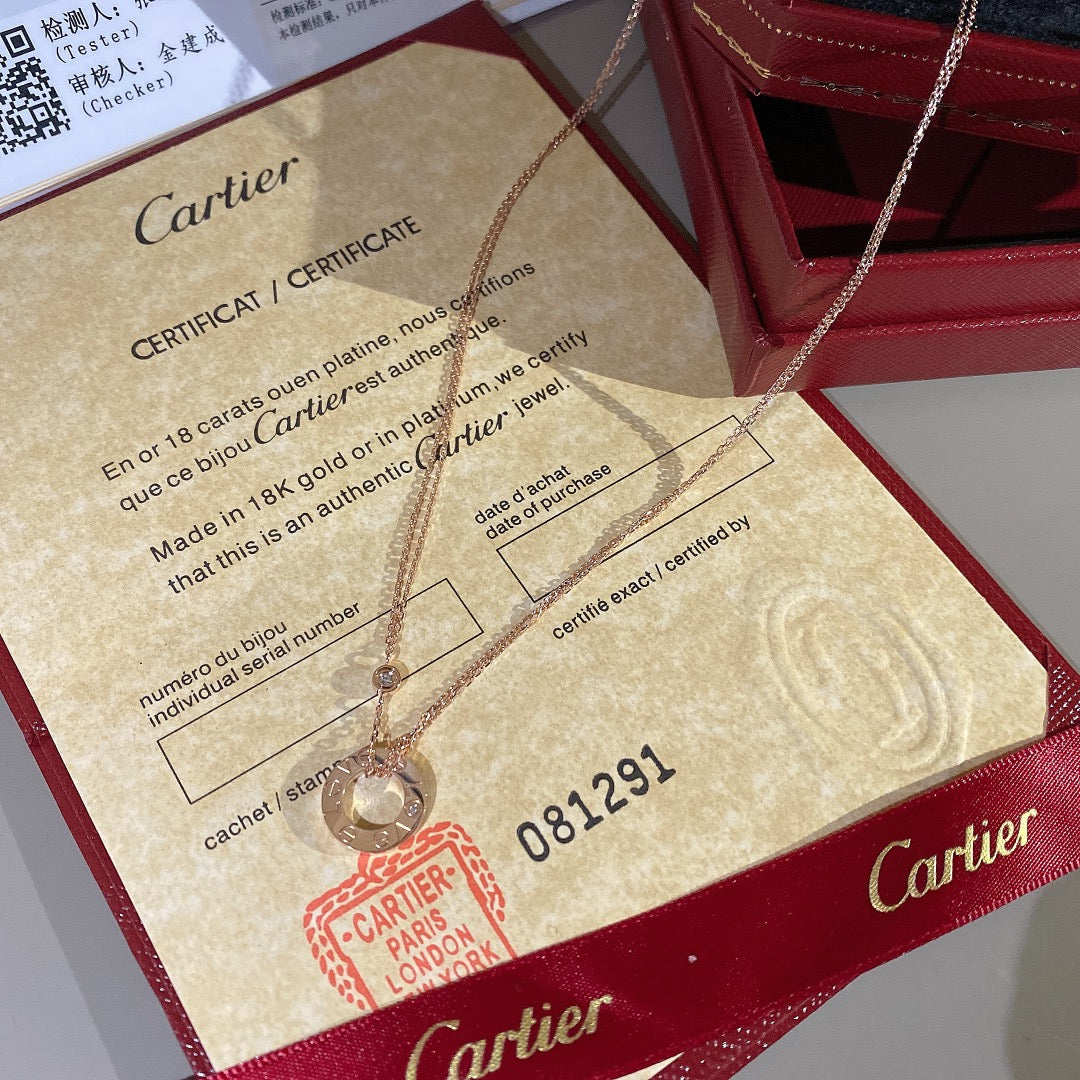 [TOP] Cartier Love Diamond Necklace- Rose Gold