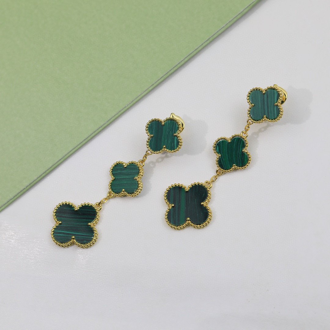 [TOP] Van Cleef & Arpels Dangle 3 Flowers Earrings
