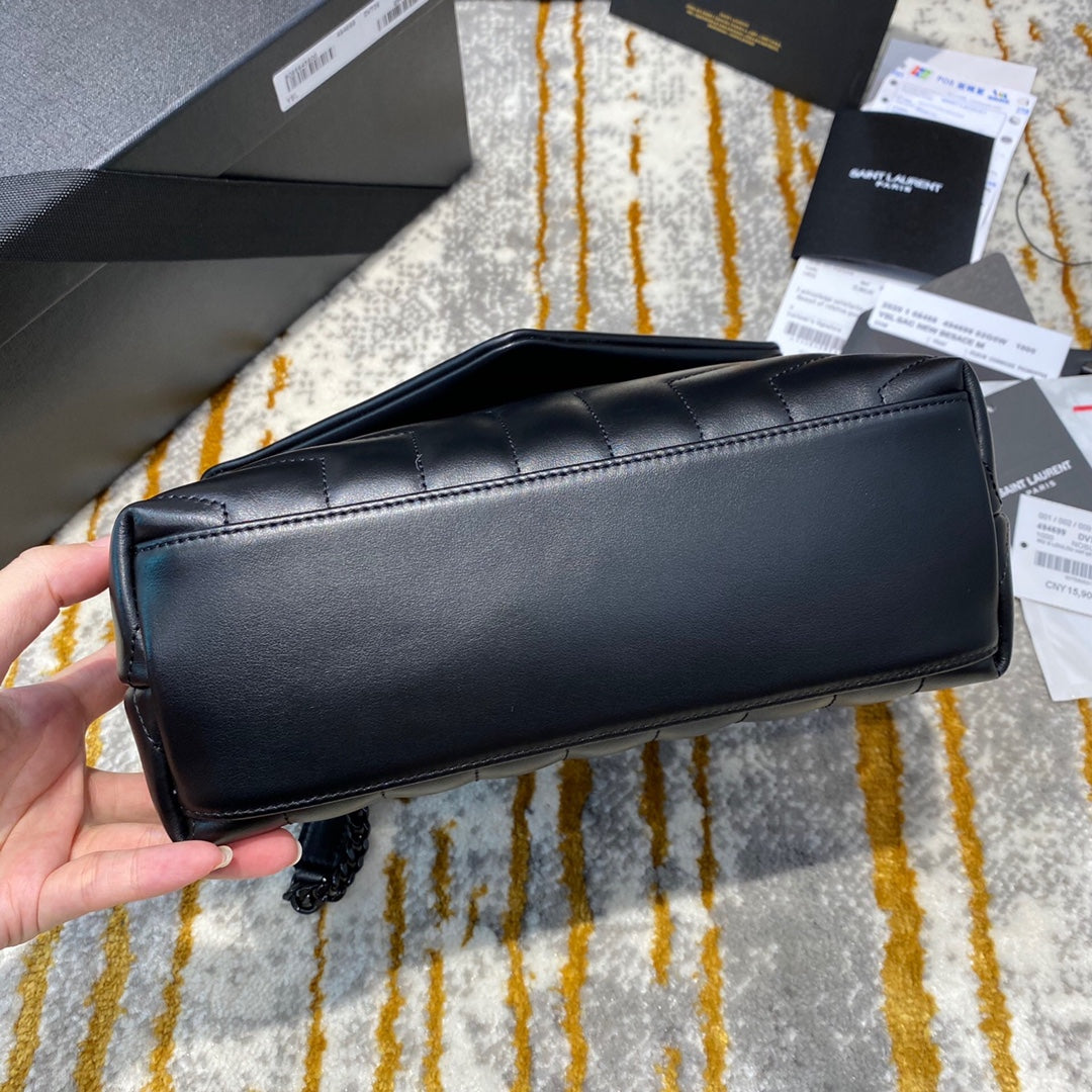 [TOP] Yves Saint Laurent YSL LouLou Small Bag 20cm - Black on Black