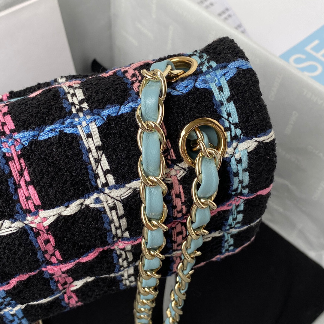 [TOP] CHANEL Classic Flap Bag Tweed Medium 25.5cm - Multicolour & GHW