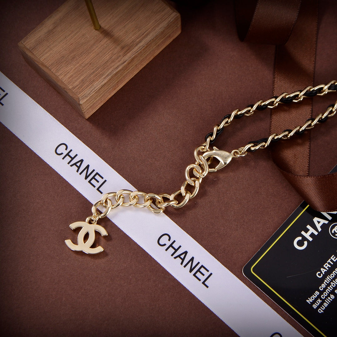 [TOP] CHANEL Chain Rope Square Necklace