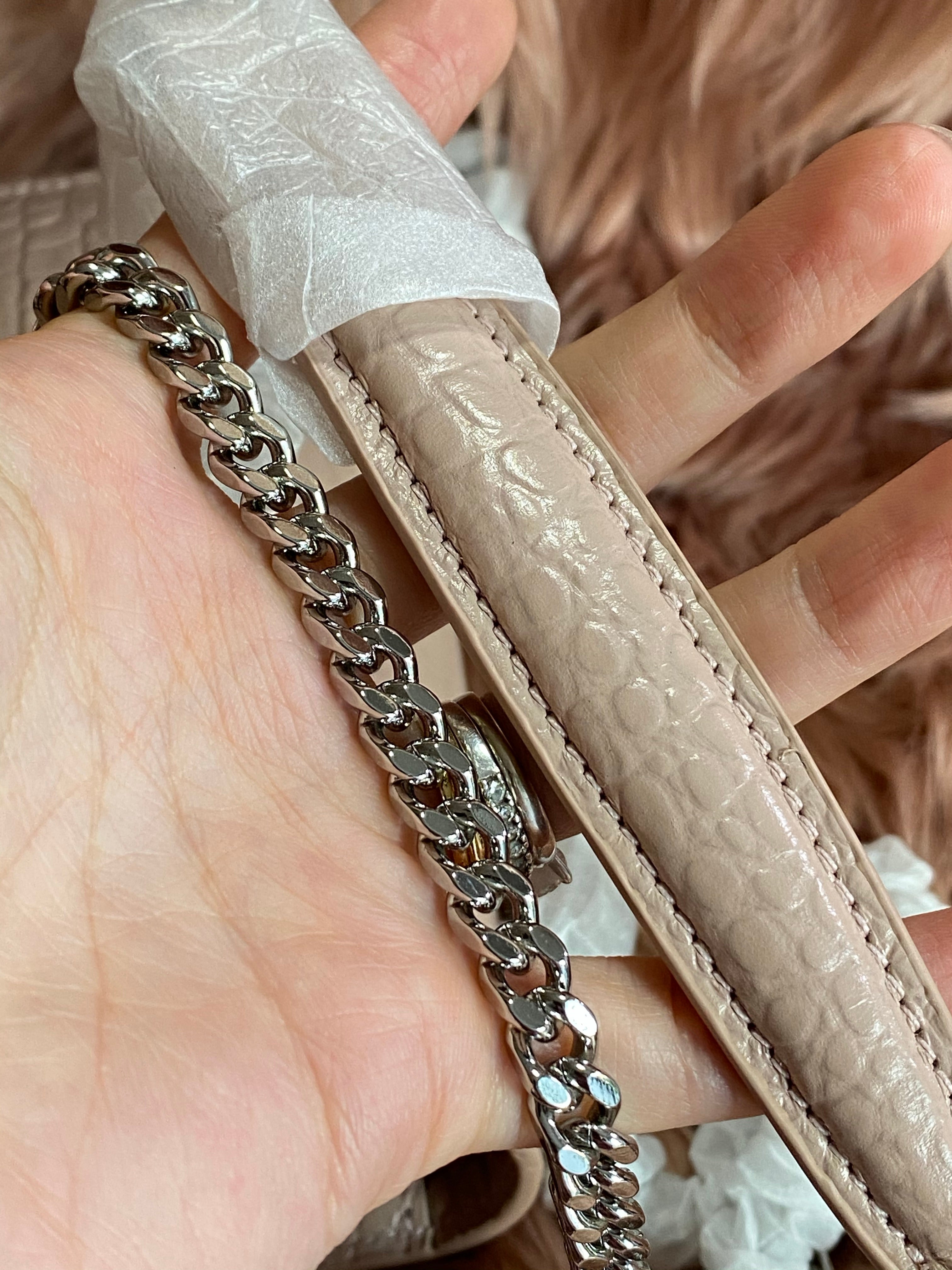 [TOP] Yves Saint Laurent YSL Pink Mini Monogram Sunset Croc Embossed Leather Shoulder Bag