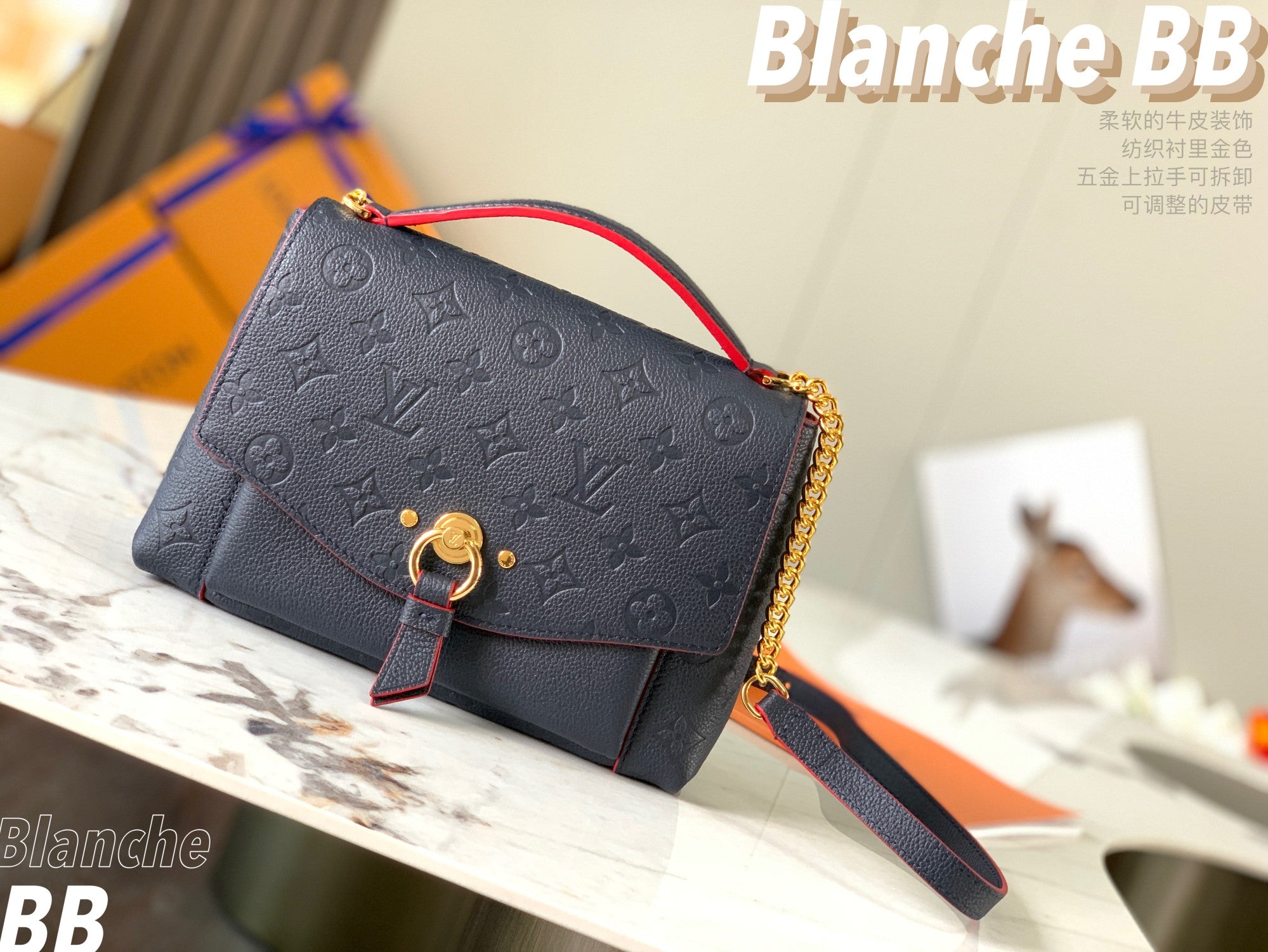 [TOP] Louis Vuitton LV L*V Blonche BB Empreinte Bag - Deep Navy Blue