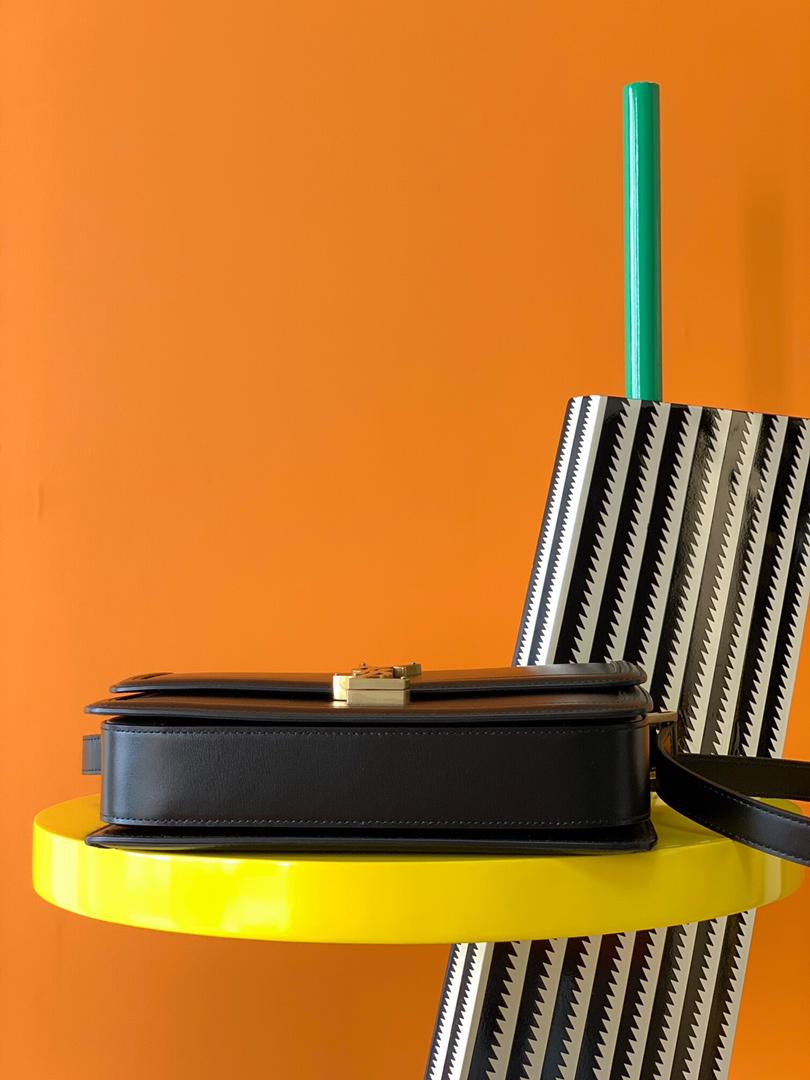 [TOP] Yves Saint Laurent YSL Solferino Medium Shoulder Bag - Black GHW