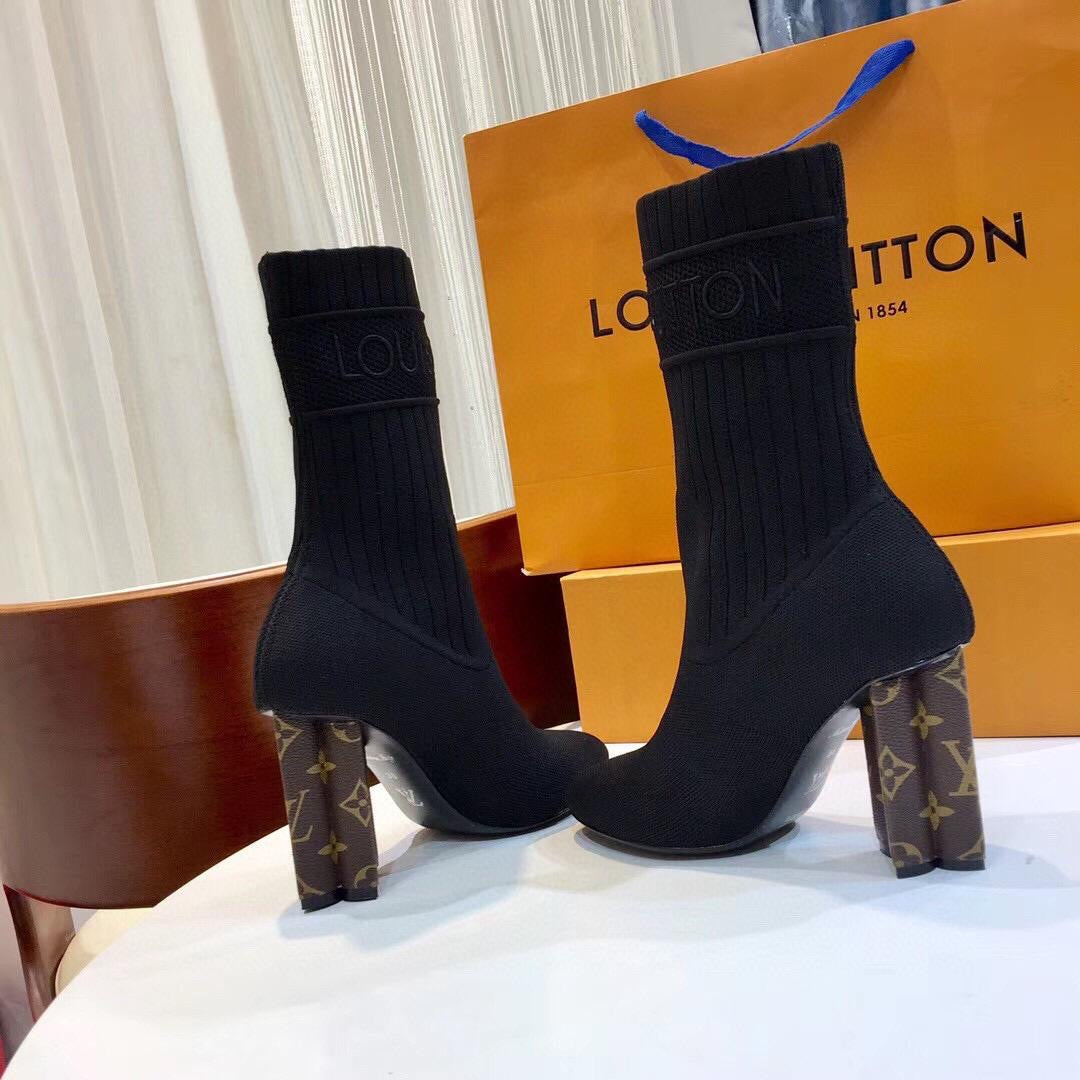 [TOP] Louis Vuitton LV LV Monogram Plain Toe Elegant Style Sock Boots Logo