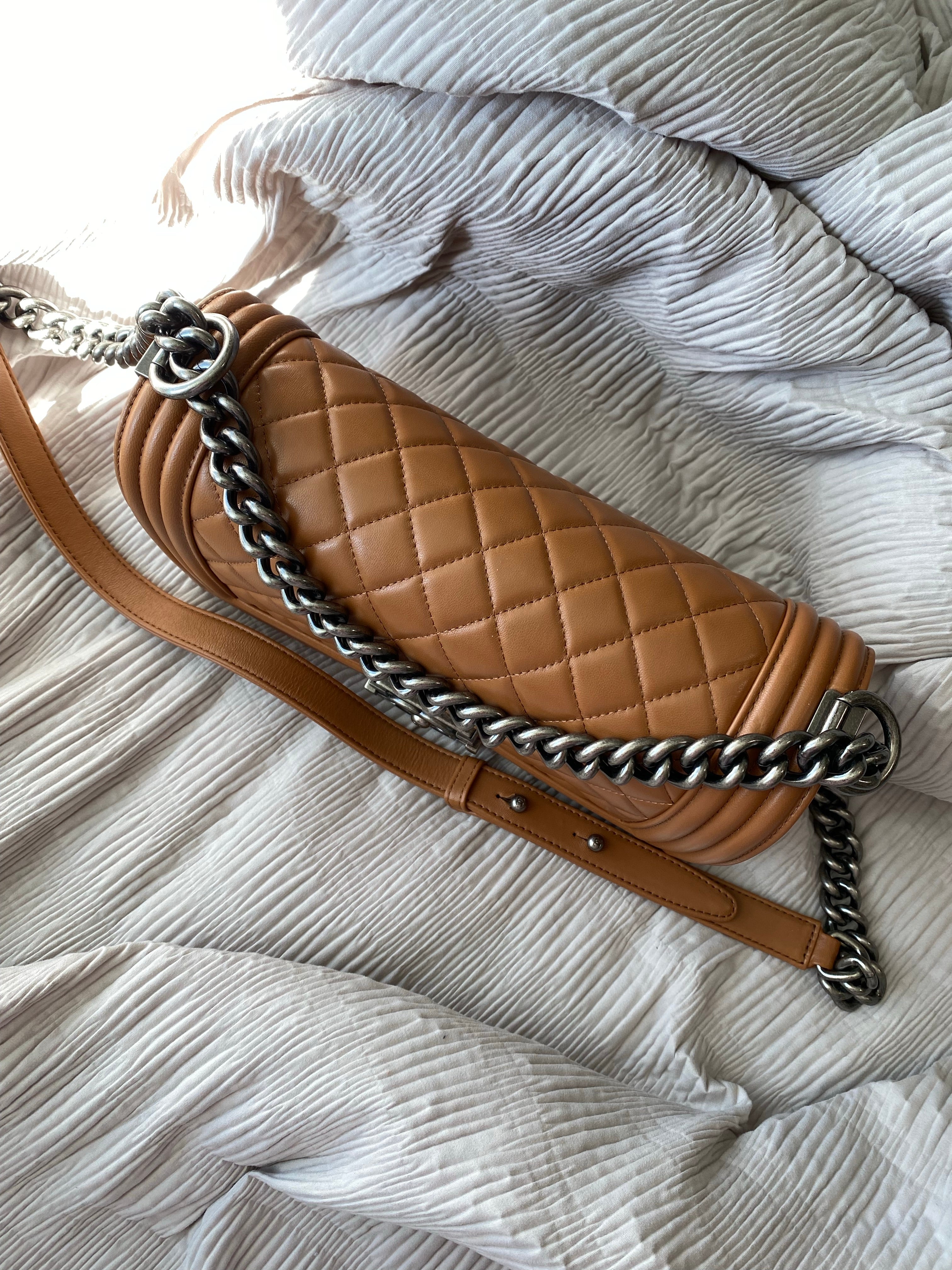 [TOP] CHANEL Boy Bag Quilted Medium 25cm - Brown & SHW