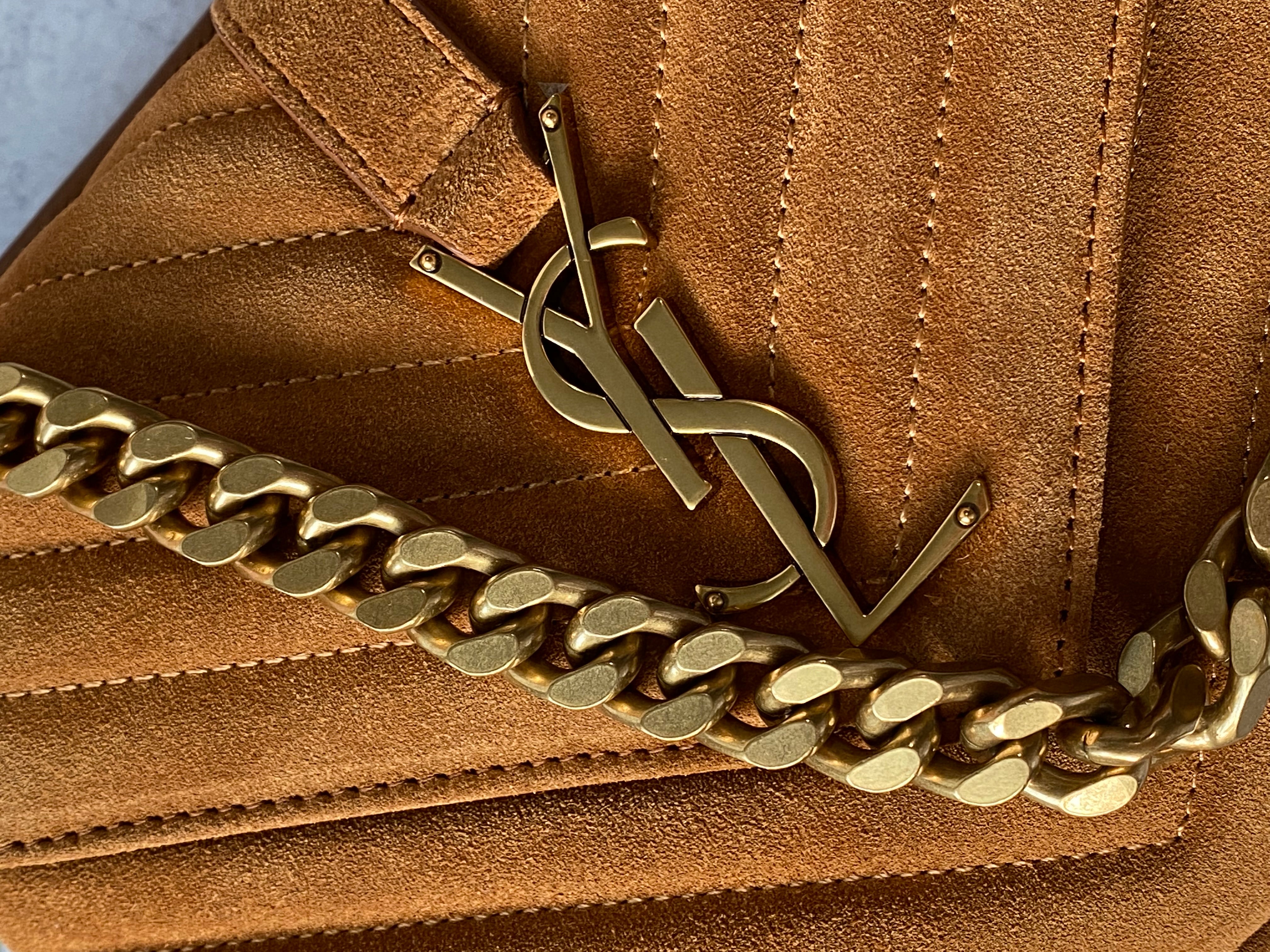 [TOP] Yves Saint Laurent YSL College Suede Small Bag - Brown