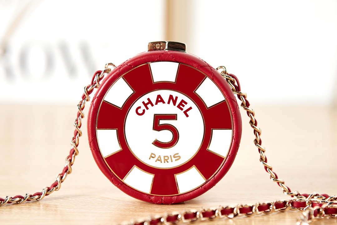 [TOP] CHANEL Mini Round Cosmetic Box Bag 7.5x7.5x3cm - 2 Color