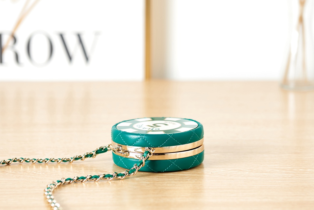 [TOP] CHANEL Mini Round Cosmetic Box Bag 7.5x7.5x3cm - 2 Color