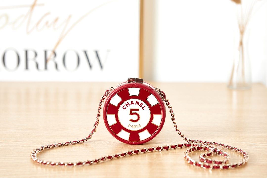 [TOP] CHANEL Mini Round Cosmetic Box Bag 7.5x7.5x3cm - 2 Color