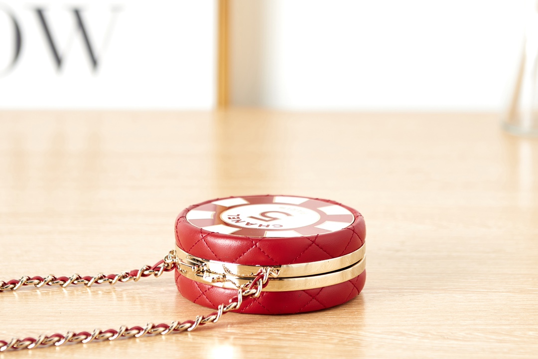 [TOP] CHANEL Mini Round Cosmetic Box Bag 7.5x7.5x3cm - 2 Color