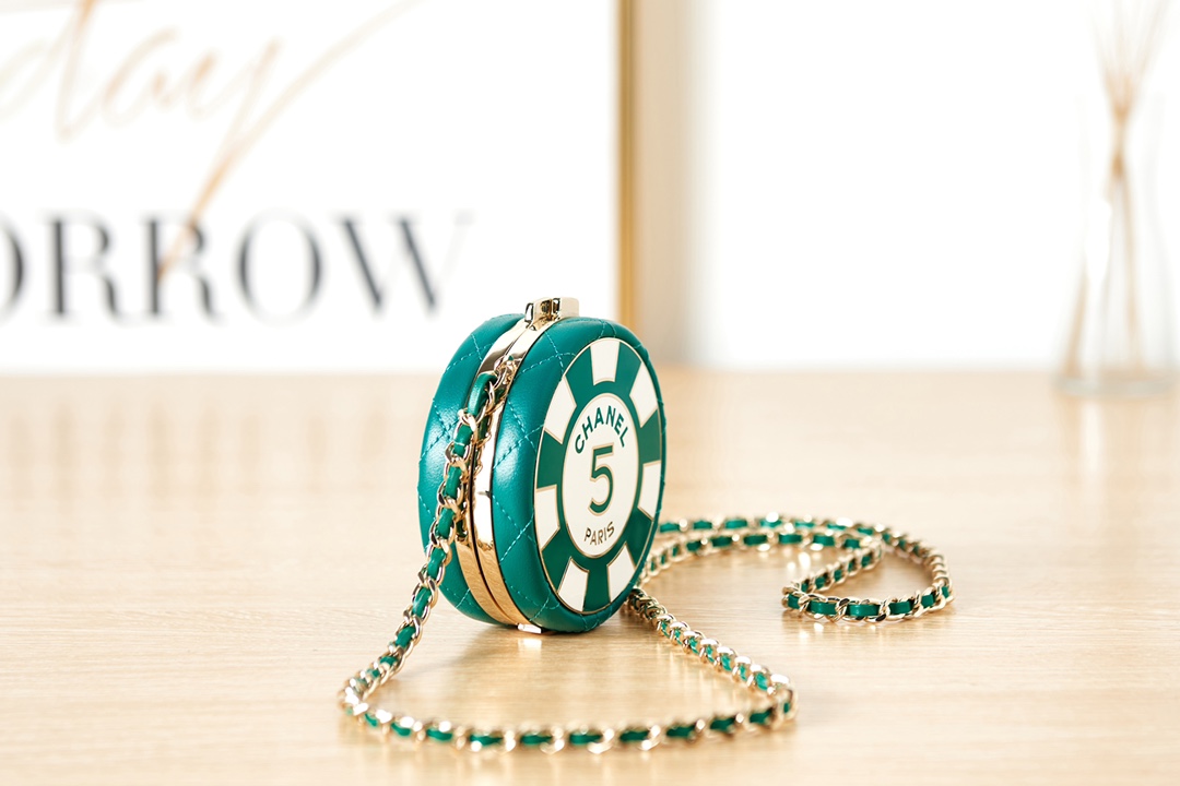 [TOP] CHANEL Mini Round Cosmetic Box Bag 7.5x7.5x3cm - 2 Color