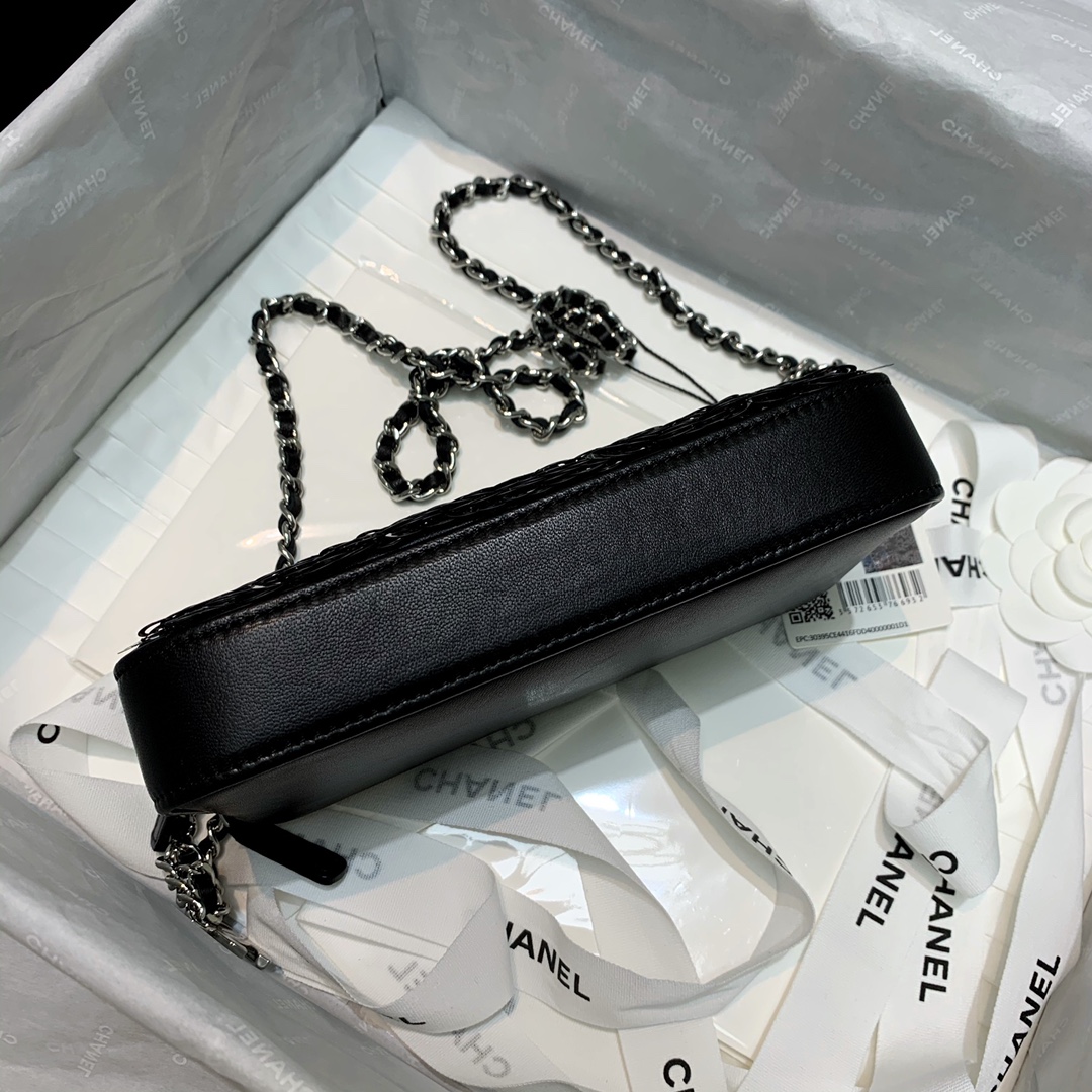 [TOP] CHANEL Sequins Evening Bag 19cm - Black