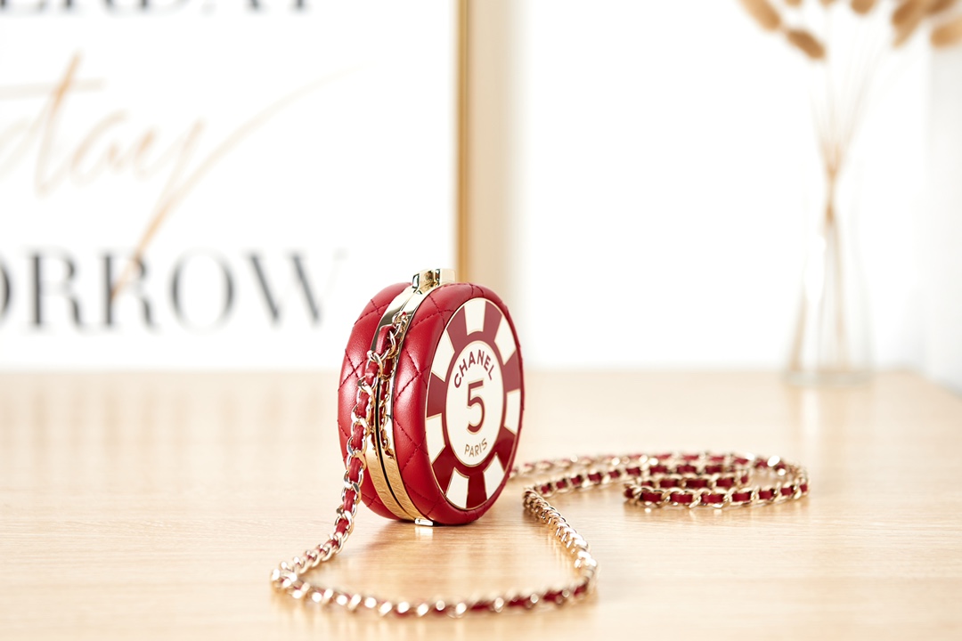 [TOP] CHANEL Mini Round Cosmetic Box Bag 7.5x7.5x3cm - 2 Color