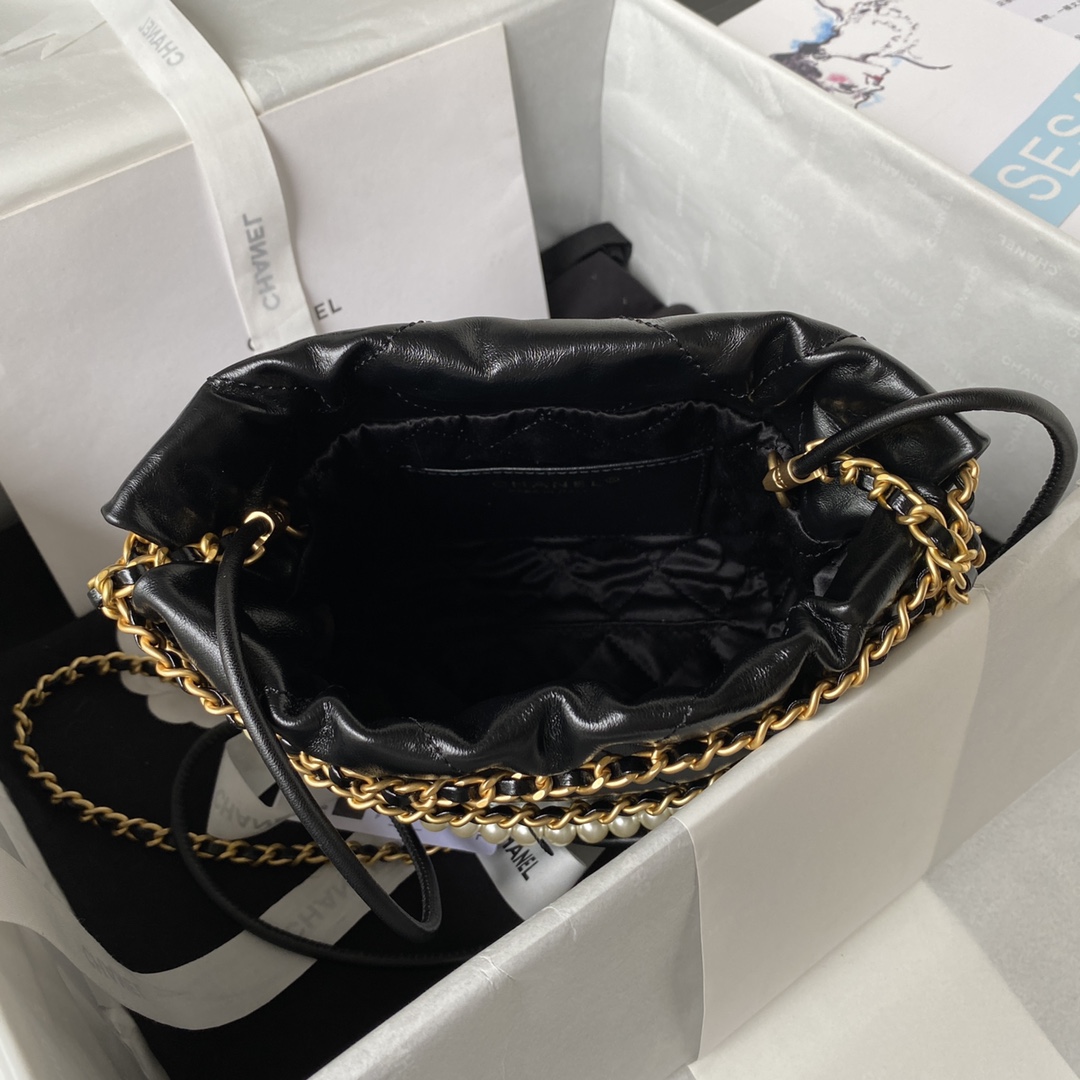 [TOP] CHANEL 23S Mini 22 Bag - GHW - Black