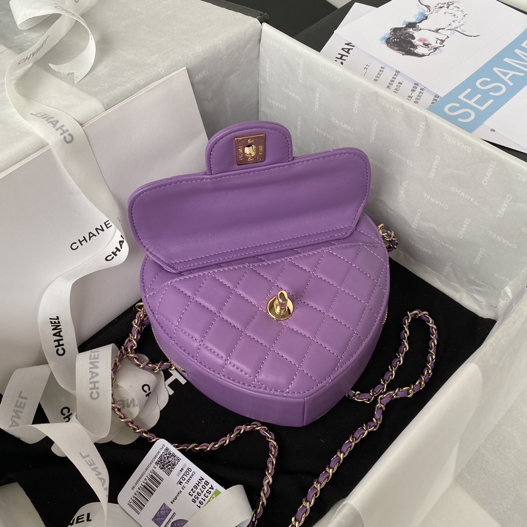 [TOP] CHANEL Love Bag 16.5×18×6.5cm - GHW - Purple