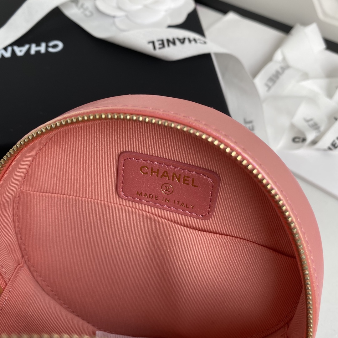 [TOP] CHANEL Mini Round Cake Bag 12×12×4.5cm - GHW - Pink