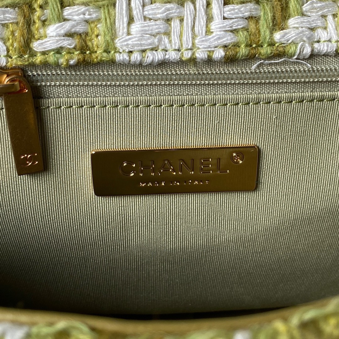 [TOP] CHANEL19 Bag Woolen 26/30cm - Green