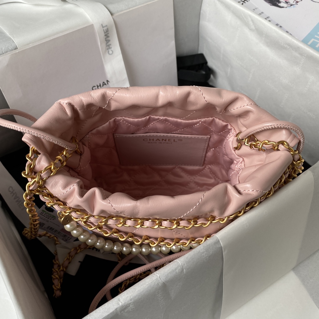 [TOP] CHANEL 23S Mini 22 Bag - GHW - Pink